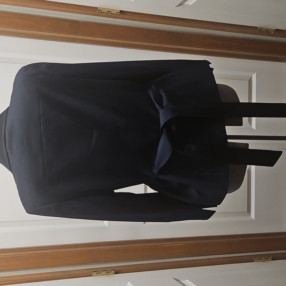 Le Suit Belted Navy Blue Blazer - Picture 7 of 12